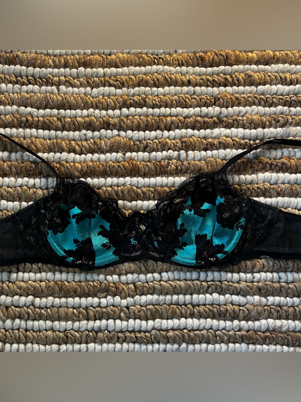 Victoria's Secret Teal and Black Lace Underwire Bra